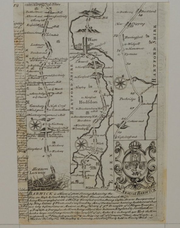 Attractive miniature Antique county map: NOTTINGHAMSHIRE. From: BRITANNIA DEPICTA. or “Ogilby Improv'd”