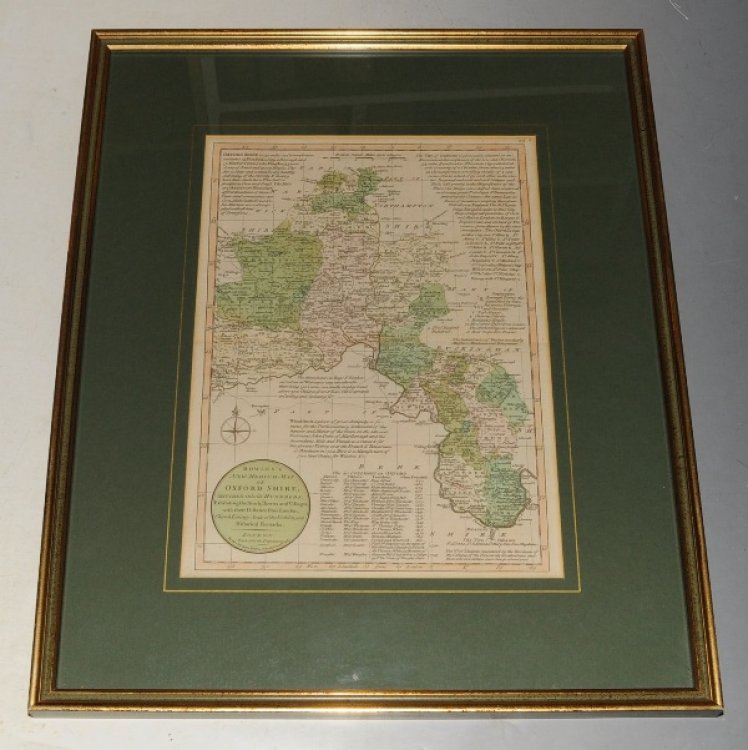 New Medium Map of Oxfordshire. Divided into its Hundreds. Exhibiting the Road, Towns and Villages with their Distance from London, church Livings, Seats of the Nobility, and Historical Remarks.