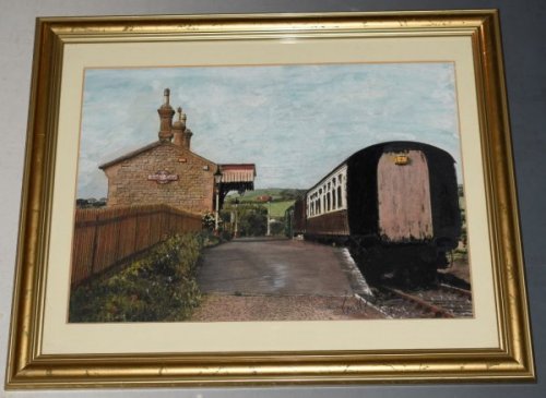 Original Artwork "West Bay Station, Bridport." Original Artwork in Pen, Crayon and Ink.