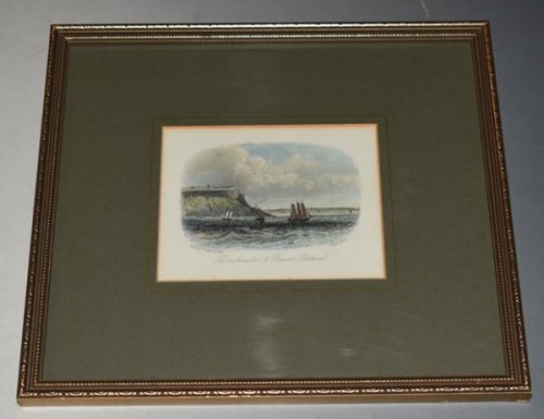 Original Hand Coloured Engraving, View “Breakwater & Prison, Portland”, Dorset View of Portland Breakwater and Prison, from the Channel, with Weymouth Bay in the background. With buildings and various sailing vessels. “Rock & Co. No. 3905.”
