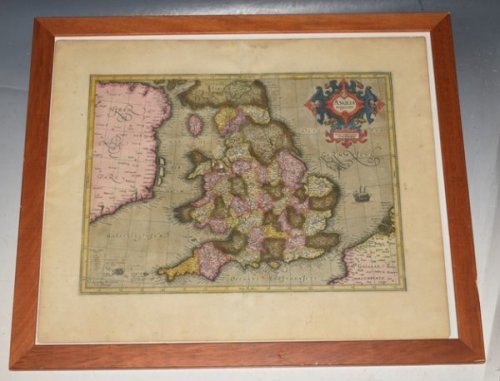 EARLY LARGE RARE MAP OF ENGLAND 1595 