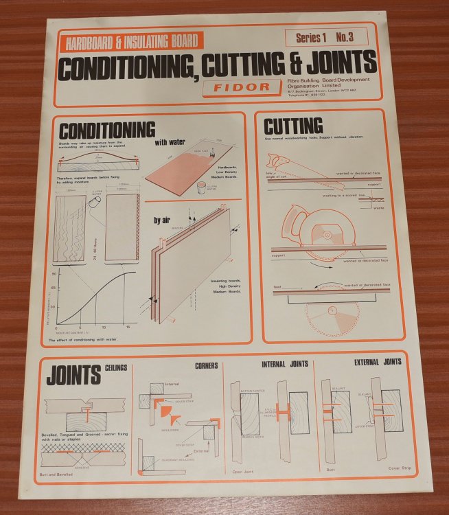 ORIGINAL POSTER. Hardboard & Insulating Board, Conditioning, Cutting & Joints Series 1 No. 3