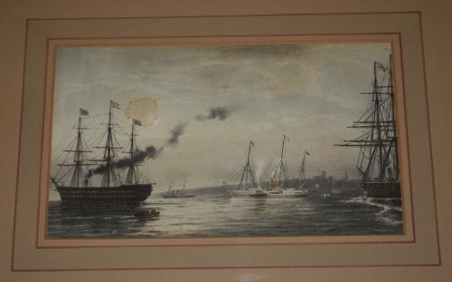 The Royal Yacht off Margate, Night of March 5th 1863 Lithograph, coloured