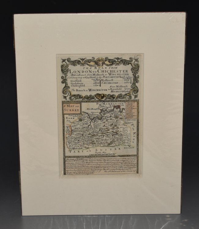 Attractive miniature Antique county map: SURREY. From: BRITANNIA DEPICTA. or “Ogilby Improv'd”