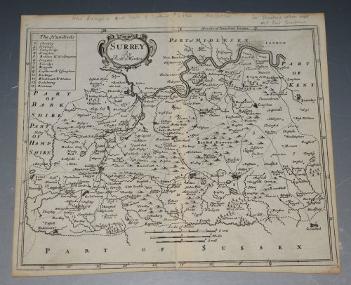 ORIGINAL ENGRAVED ANTIQUE MAP OF SURREY