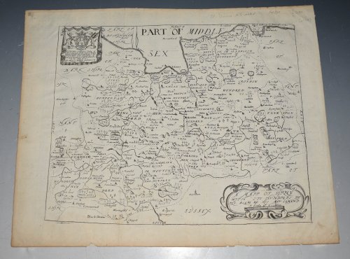 Engraved Un-Coloured Map “'A Mapp of Surrey its Hundreds by Ric Blome by His Ma'tys command.'”