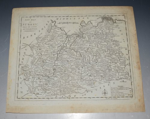ORIGINAL ENGRAVED ANTIQUE MAP OF SURREY.
