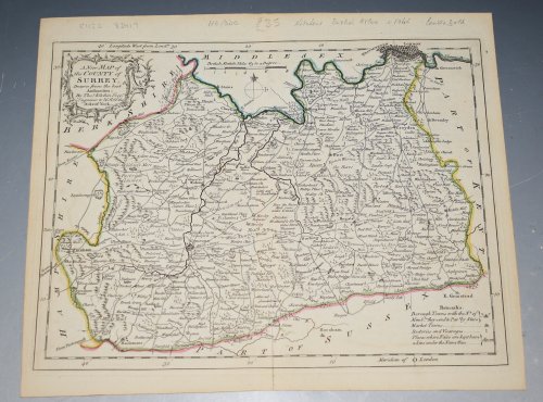 ORIGINAL ENGRAVED ANTIQUE MAP OF SURREY Surrey Drawn from an Actual Survey and Regulated by Astronl. Observns. By T. Kitchin Geog.