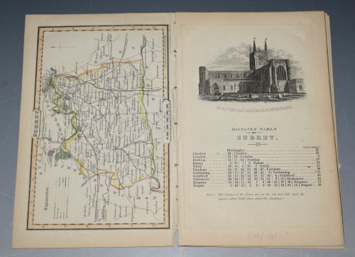 ORIGINAL ENGRAVED ANTIQUE MAP OF SURREY