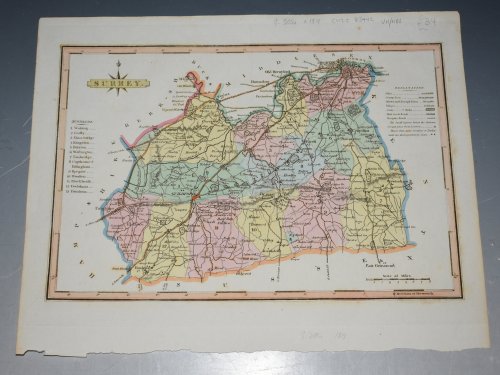ORIGINAL ENGRAVED ANTIQUE MAP OF SURREY