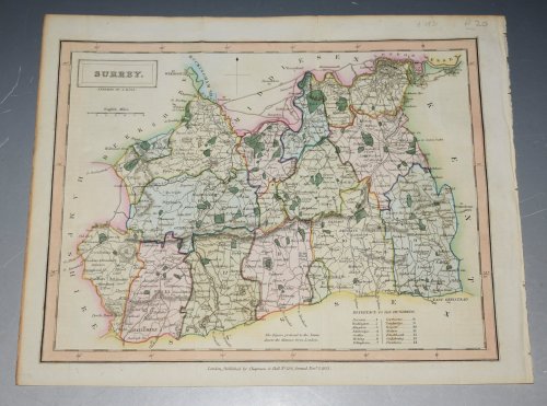 ORIGINAL ENGRAVED ANTIQUE MAP OF SURREY
