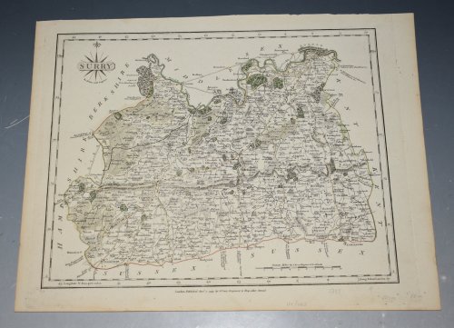 ORIGINAL ENGRAVED ANTIQUE MAP OF SURREY