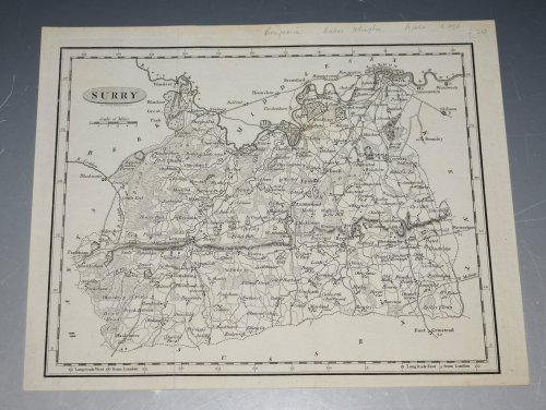 ORIGINAL ENGRAVED ANTIQUE MAP OF SURREY