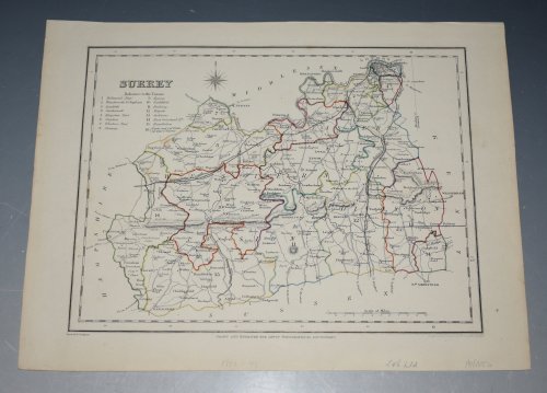 ORIGINAL ENGRAVED ANTIQUE MAP OF SURREY