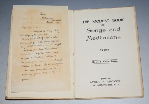 The Modest Book of Songs and Meditations. Poems. With A.L.S.