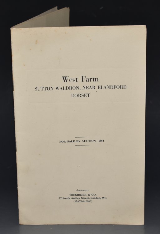 Auction Catalogue: West Farm, Sutton Waldron, Near Blandford Dorset. Conditions of Sale, Particulars and Remarks. The Superior Grazing & Attested Farm known as West Farm. including Small Period Farmhouse. Extending to about 78 Acres. For Sale by Auction as Whole or In Lots at the Swan Hotel, Stu