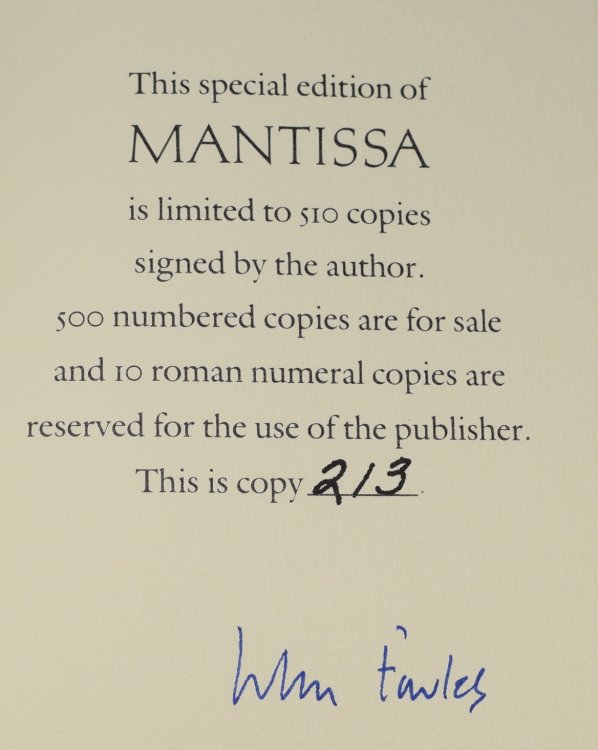 Mantissa. Signed limited edition. 213 of 500.