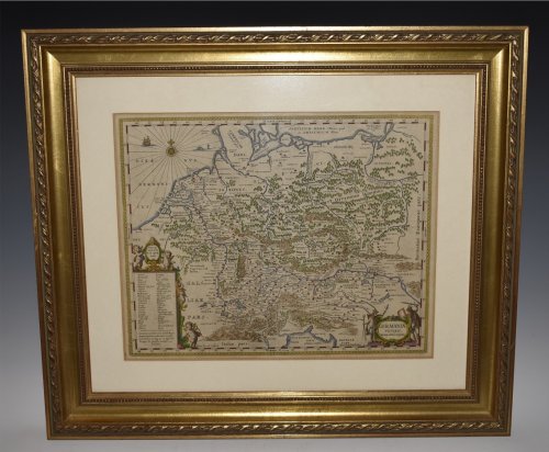 'Germaniae Veteris Nova Descriptio [Ancient Germany newly described]' Original Engraved Map of Germany.