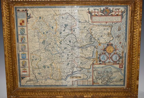 Map ESSEX DEVIDED INTO HUNDREDS, WITH THE MOST ANTIENT AND FAYRE TOWNE COLCHESTER DESCRIBED AND OTHER MEMORABLE MONUMENTS OBSERVED. ANNO 1610
