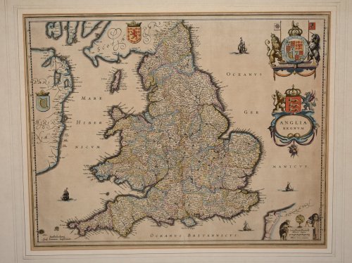 AN ORIGINAL ENGRAVED MAP OF Anglia regnum. Copper engraved map of the Kingdom of England