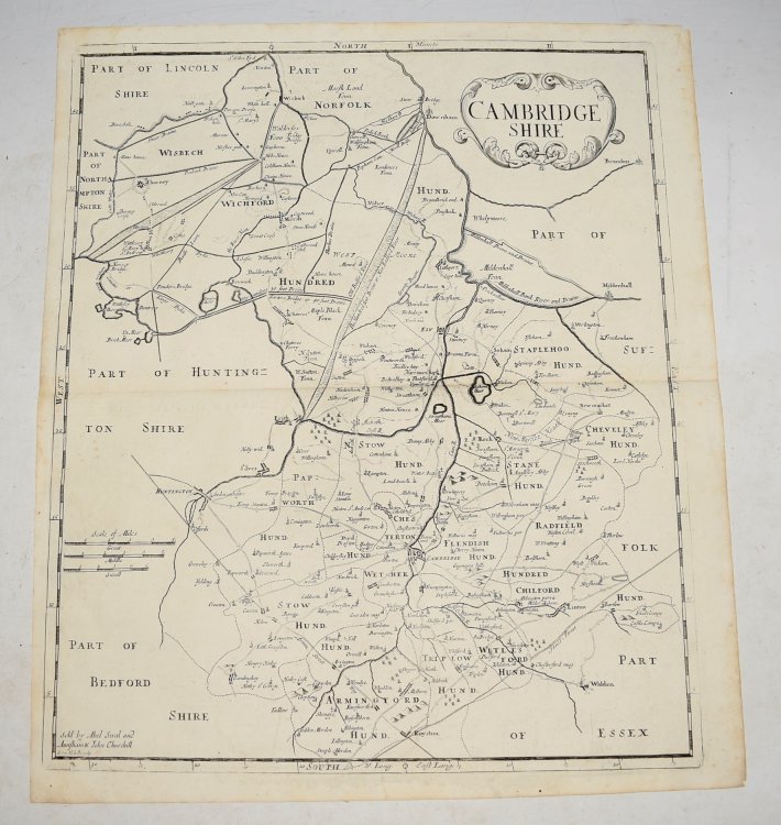 Original Uncoloured Engraved Map of Cambridgeshire.