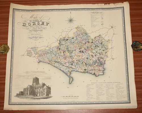Original Engraved Antique Map of the County of DORSET. Dorsetshire From an actual Survey made in the years 1825 & 1826