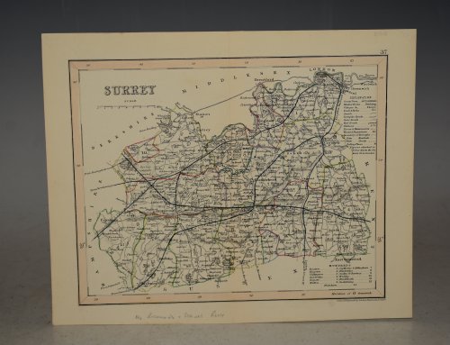 ORIGINAL ENGRAVED ANTIQUE MAP OF SURREY