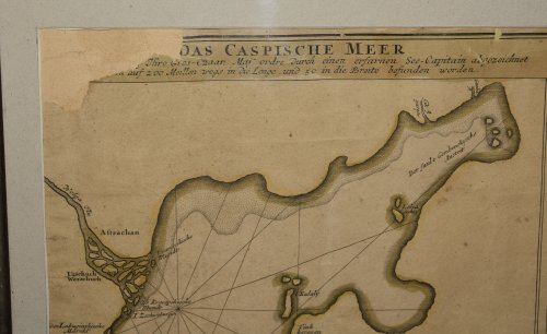 ORIGINAL ENGRAVED ANTIQUE MAP GEOGRAPHICA NOVA. MARE CASPIUM ALTERA KAMTZADALIAM SEU TERRAM JEDSO CURIOSE EXHIBET. Caspian Sea