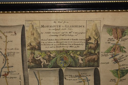 ORIGINAL ENGRAVED ANTIQUE MAP OF The Road from Monmouth to Llanbeder in Cardiganshire, South Wales