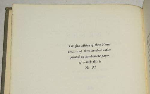 Verses, Written For Mrs. Daniel. With an Introduction by George Gordon. Limited Numbered Edition.