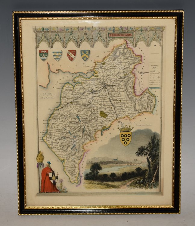 Cumberland Map of Cumberland, showing towns, villages, roads and railways.