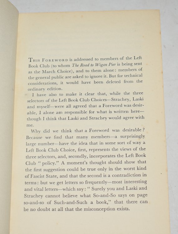 The Road To Wigan Pier. With a Foreword by Victor Gollancz. Rare 1st issue of 1st edition.