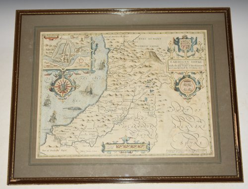 Map of Cardigan Shyre Described with the due forme of the Shiretown as it was surveyed by I.S. Anno 1610.