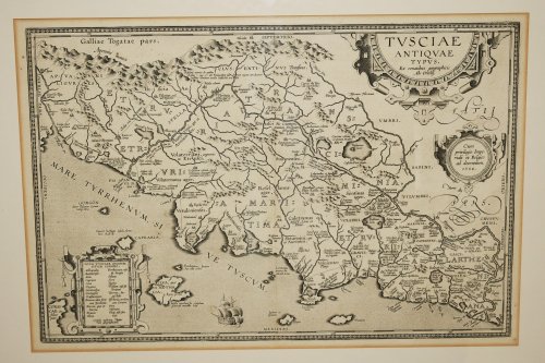 Original Antique Engraved Map of Tuscany. Tvsciae. Tusciae Antiquae Typus. Ex Conatibus Geographicis Ab. Ortelij.