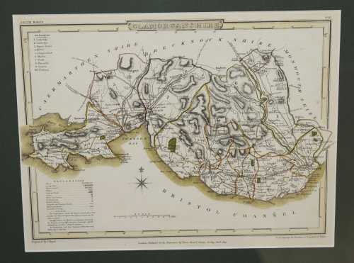 Glamorganshire. Original Antique Engraved Hand Coloured Map. “To Accompany the Beauties of England and Wales.”