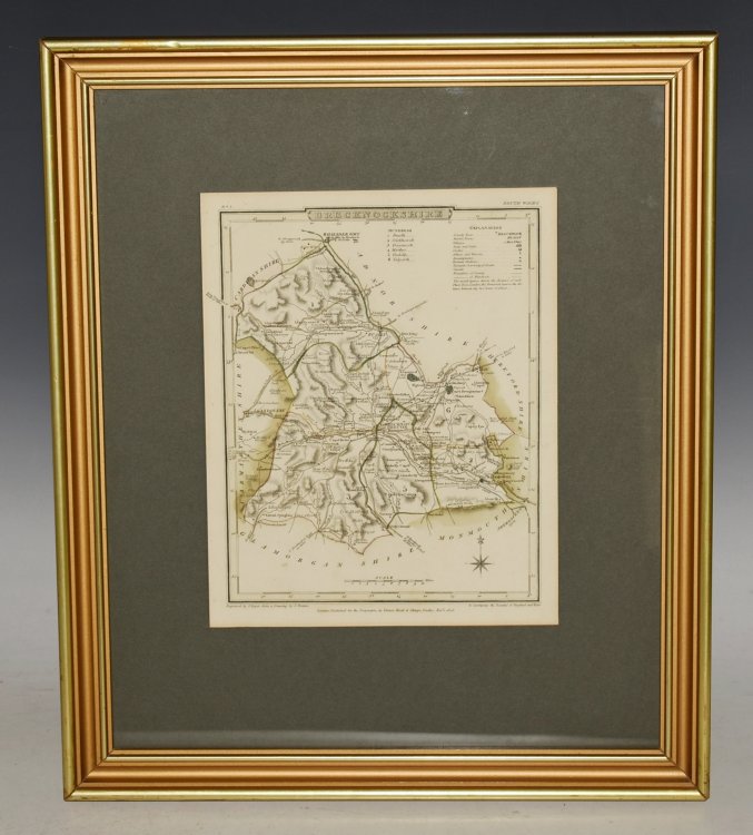 Brecknockshire. Original Antique Engraved Hand Coloured Map. “To Accompany the Beauties of England and Wales.”