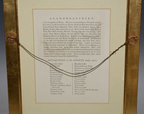 Map of Glamorganshire. Original Antique Engraved Hand Coloured Map. With Description of County. Double Sided.