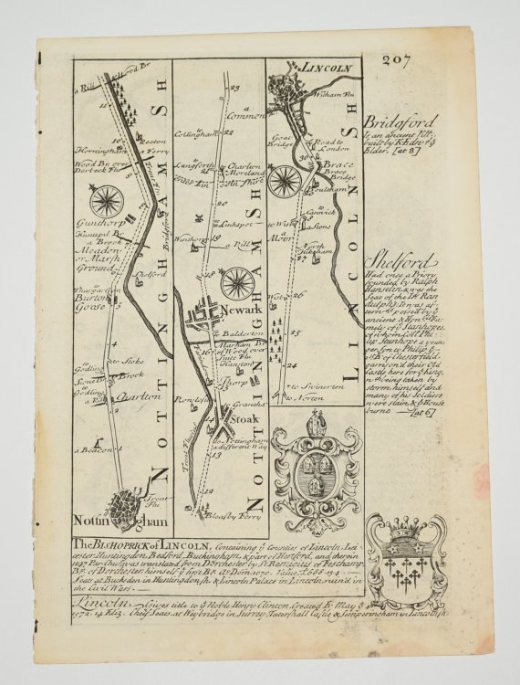 The Road From Nottingham To Grimsby. From: BRITANNIA DEPICTA. Or, “Ogilby Improv'd”.