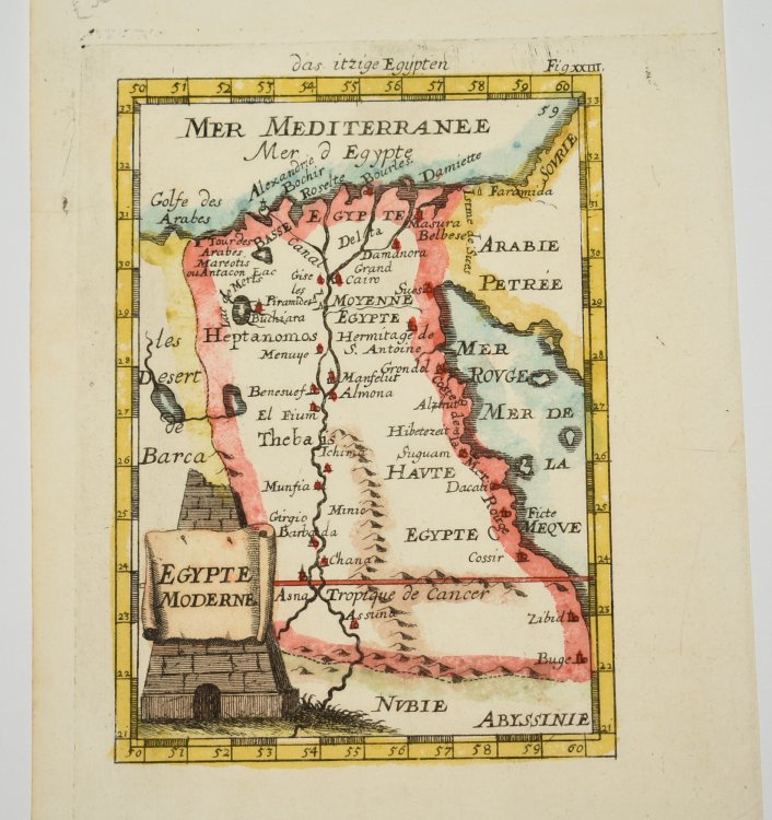 Original Hand Coloured Engraved Map of Egypt. "Egypt Moderne" “Das Itzige Egypten, Fig. XXIII.”