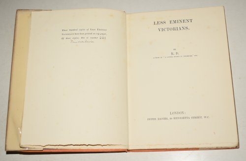 Less Eminent Victorians. Limited edition 241/300. Signed.
