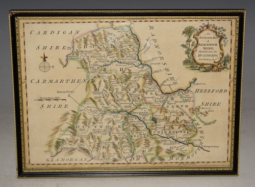 An Accurate Map of Brecknockshire, (Breconshire) Divided into its Hundreds, by G.Rollos, Geographer.