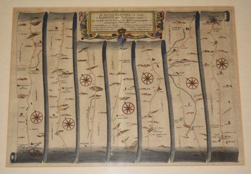 Original Hand-Coloured Engraved Map of The Roads from Carlisle com. Cumbr. to Barwick upon Tweed.