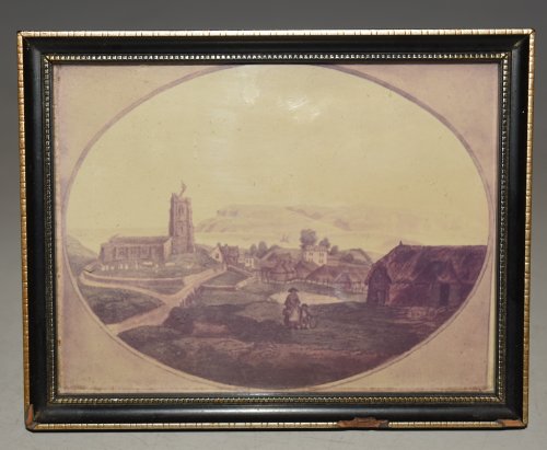 Original Aquatint View of Wyke Church, Village & West Part of the Island of Portland. DORSET PLATE III From In Love’s Picturesque views of Weymouth