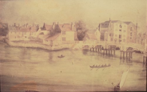 Original Gouache Painting Weymouth Harbour & Bridge. (Opposite St. Nicholas Street) DORSET