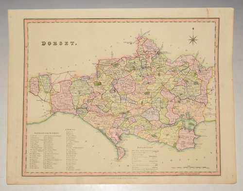 ORIGINAL ENGRAVED MAP OF DORSET From: New British Atlas. Antique Hand Coloured.