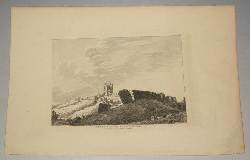 Original Hand Coloured Engraving of Corfe Castle Dorset PLATE I Published the 20th Oct 1783 by S. Hooper.