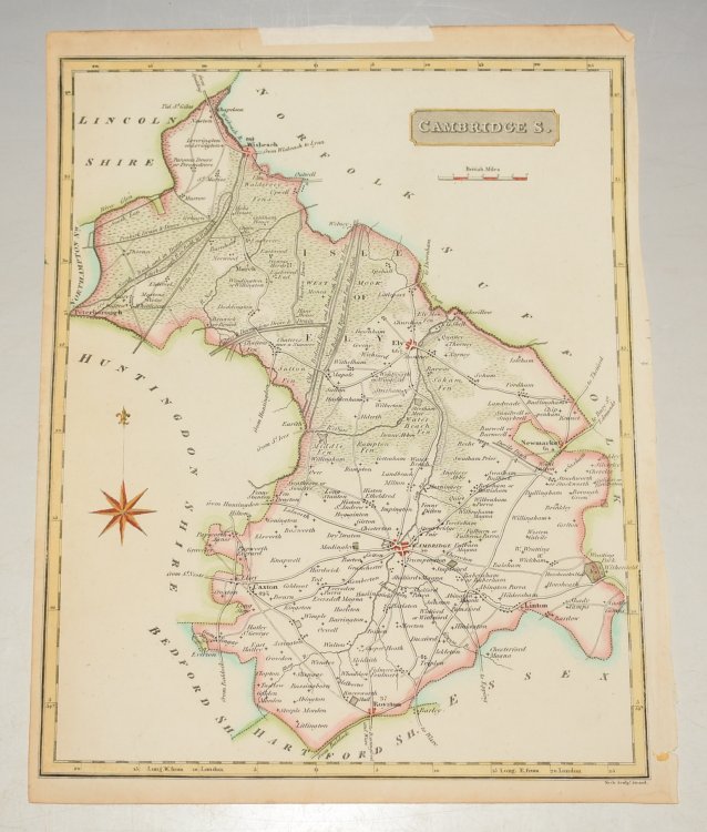 Map of Cambridgeshire. Map of Cambridgeshire showing towns, villages, roads and railways.
