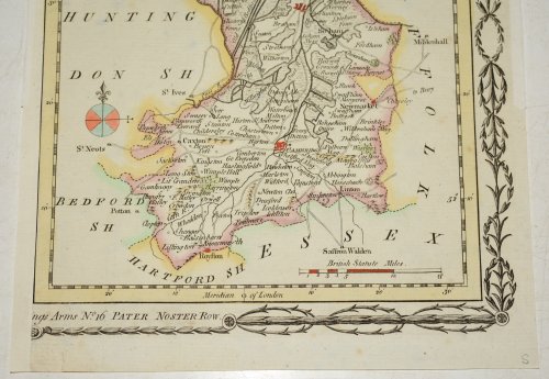 ORIGINAL ENGRAVED ANTIQUE MAP OF CAMBRIDGESHIRE. “A New Map of Cambridgeshire, Drawn from the Latest Authorities.”