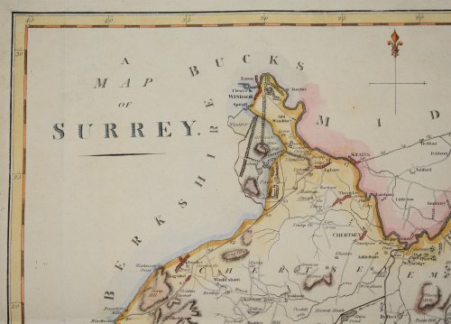 A Map of SURREY. Large attractive copper-engraved map of Surrey.