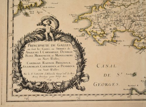 Principauté de Galles: ou sont les Comtés, ou Shiries de Anglesey I. Carnarvan, Denbigh, Flint, Merioneth, et Montgomery en Nort-Walles. MAP of WALES